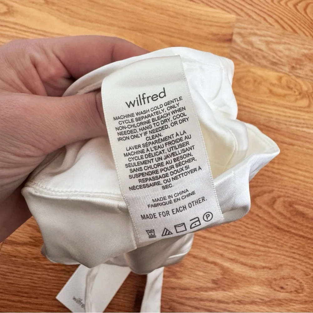 NWT Aritzia Wilfred Free Satin Shine Bustier Top in Ivory/Light Birch - Picture 7 of 8